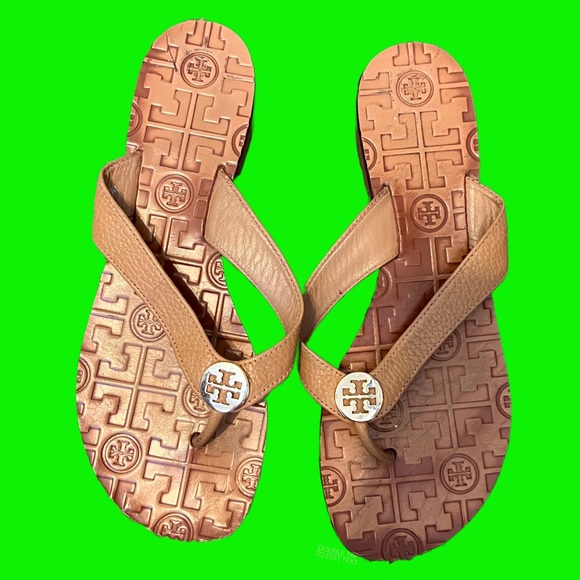 Tory Burch Thora Brown Leather Sandals, Size 7 - Picture 1 of 5